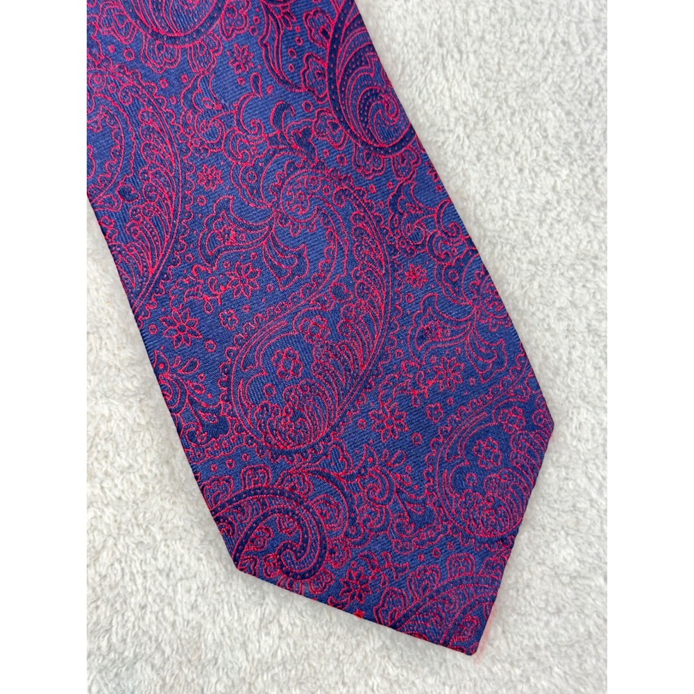 CHAPS Men's Silk Necktie Navy Blue Purple Paisley Classic Business Formal
